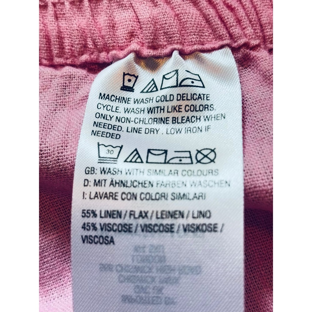 Isaac Mizrahi Live! Pink Linen Blend Tulip Hem Crop Pants Women's 16P EUC - Picture 7 of 8
